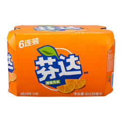 芬达 Fanta 橙味 汽水 碳酸饮料 330ml*6罐  *10件
