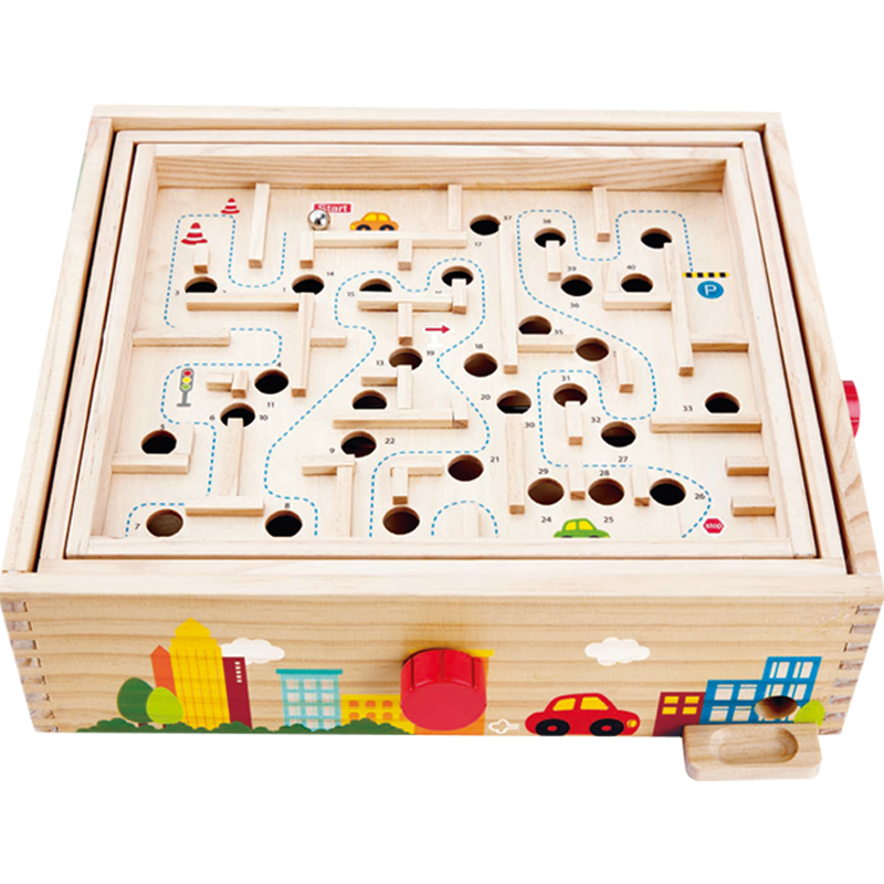 Hape(德国)儿童迷宫玩具游戏盒平衡训练幼儿园教具早教立体滚珠玩具男女孩玩具节日礼物 3岁+ E8355