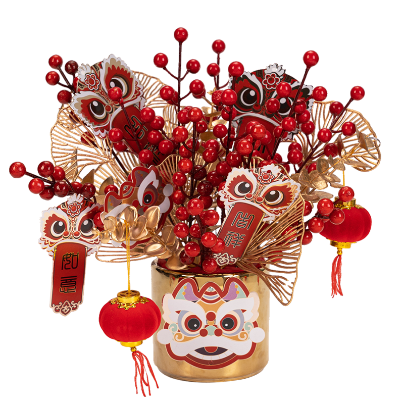 梦桥 春节装饰 兔年装饰摆件新年公司年会布置过年新春客厅乔迁之喜福字挂件金盆成品礼盒装