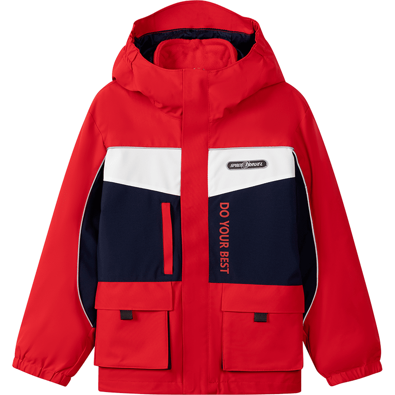 探路者（TOREAD）儿童冲锋衣男女童三合一冲锋衣抓绒内胆可拆卸两件套防风防寒保暖外套风衣登山服 朱雀红QAWWBK93612 120