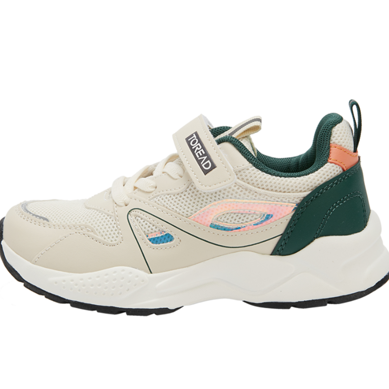 探路者（TOREAD）儿童童鞋男童女童2022年秋冬新款学生超轻时尚运动鞋旅游鞋男女童轻便抑菌板鞋 米色/森林绿 30