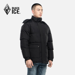 黑冰（BLACKICE）22秋冬新款650蓬男士户外可拆卸帽羽绒夹克中长款羽绒服 D 黑色 XL