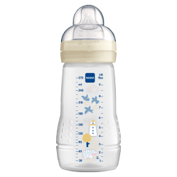 MAM美安萌欧洲进口大容量防摔奶瓶大号pp婴儿奶瓶大宝宝宽口径储奶瓶 好易喝奶瓶270ml米白小鸟