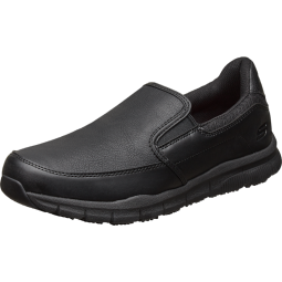 斯凯奇（Skechers）男休闲皮鞋 一脚蹬工作鞋 简约商务鞋 舒适低帮休闲鞋 77157 黑色/BLK 41