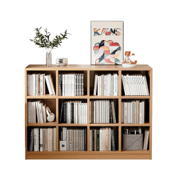 蔓斯菲尔（MSFE）简易书架置物架书架落地储物格子柜客厅实木色书本收纳矮书柜书架 【推荐】120×60cm-橡木色