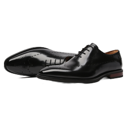 S.T.Dupont都彭手工皮鞋商务正装牛津鞋欧楦修长布洛克男士牛皮鞋 E30275706 黑色 39欧码