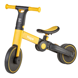 Hape儿童平衡车 二合一可折叠滑步自行脚踏三轮车男女小孩礼物 E8467多功能平衡车(活力黄+黑）