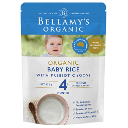 贝拉米（Bellamy）澳洲进口原味米粉有机辅食铁元素米糊4月以上125g/袋GOS益生元 