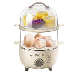 小熊（Bear)煮蛋器 家用蒸蛋器 旋钮可定时煮蛋羹机 高温断电保护迷你单双层蒸锅 ZDQ-B14R1