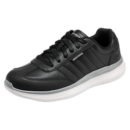 斯凯奇（Skechers）男鞋休闲皮鞋 商务休闲鞋 舒适软底运动鞋 210247 BLK/黑色 42