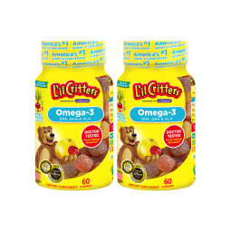 丽贵小熊糖lilcritters儿童营养DHA鱼肝油营养软糖60粒*2瓶