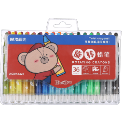 晨光(M&G)文具36色短款旋转蜡笔 儿童涂鸦绘画油画棒 小熊哈里系列袋装蜡笔AGMX4328开学礼物