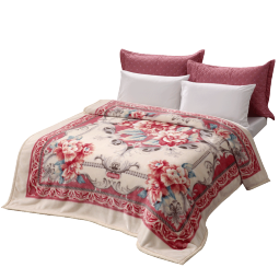 富安娜毛毯 加大加厚毯子 冬季双人盖毯被午睡毯 保暖8斤 长毛云毯 轻语香颂 红色 200*230cm