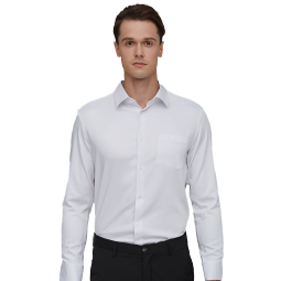 NAUTICA TAILORED男士商务衬衫液氨免烫正装时尚打底长袖上衣纯色 白色 #42