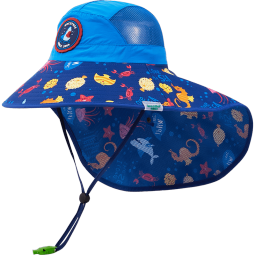 kocotree树儿童防晒帽遮阳帽男女童防紫外线沙滩帽儿童帽子太阳帽 多彩海洋蓝 S码：建议头围48-50CM，6个月-2岁