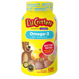 丽贵小熊糖lilcritters美国进口鱼肝油儿童DHA保护眼睛营养软糖120粒