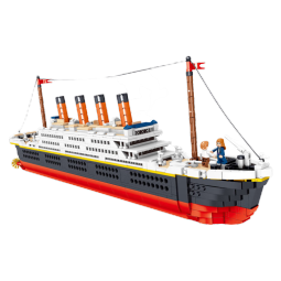 哲高 家庭启赋积木（ZHEGAO）泰坦尼克号游轮仿真模型摆件拼插大型高难度积木儿童玩具礼盒装 轮船1288颗粒（带灯光