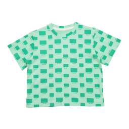 棉花堂（cottontown）棉花堂女童短袖t恤2023新款男童夏装儿童夏季半袖宝宝格子上衣潮 绿色 90cm