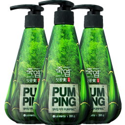 竹盐 韩国进口竹盐派缤按压式牙膏285g*3清新口气 护龈洁齿