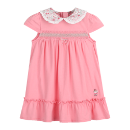 Teenie Weenie Kids小熊童装女婴童2022年夏季新款可爱娃娃领连衣裙 粉色 100cm