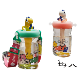 bc babycare儿童水杯恐龙冷萃吸管杯宝宝直饮杯幼儿园水壶 霸王龙托比莱特攻500ml