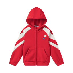 MQD童装男童卫衣中大童针织开衫儿童韩版摇粒绒外套 中国红 140cm