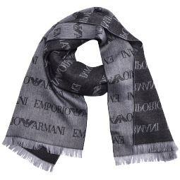 阿玛尼（EMPORIO ARMANI）围巾男女士同款鹰标印花LOGO围脖围巾送礼物 11582-灰色 FZ