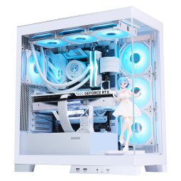 先马（SAMA）大境界 白色 ATX电脑海景房机箱台式机 双面玻璃/可拆支柱/双U3+Type-C/支持背插式主板360水冷