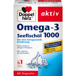 双心Doppelherz 浓缩深海鱼油软胶囊80粒 omega-3含DHA EPA 维生素E TG型复配无腥味 呵护心脑血管 辅助降血脂 加班族成人中老年 德国