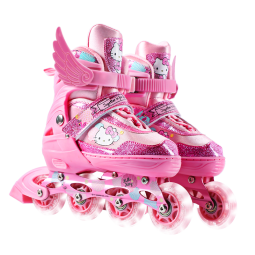 麦斯卡（Mesuca）x凯蒂猫联名轮滑鞋儿童溜冰鞋男童女童全闪直排旱冰鞋滑冰鞋套装