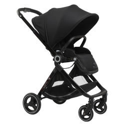 elittile逸乐途 婴儿车0-3岁用折叠可坐可躺可转向 EMU高景观双向推车 泼墨黑-经典版