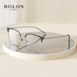BOLON暴龙近视眼镜框明星同款简约时尚复古商务光学架可配防蓝光眼镜 BJ7130B15-银色/哑黑色镜框 框+暴龙光赞1.60防蓝光(600度内)