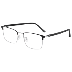 镜邦近视眼镜大方框眼镜大脸不夹超轻眼镜框钛架男配超薄防蓝光眼镜 S111银色 配日本进口1.67MR-7防蓝光镜片