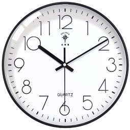 北极星（POLARIS）挂钟客厅家用时钟现代简约轻奢免打孔时尚钟表30cm黑色石英款