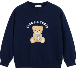 Classic Teddy精典泰迪男童毛衣童装儿童套头针织衫中大童秋长袖上衣款式上新 木马小熊深蓝 130