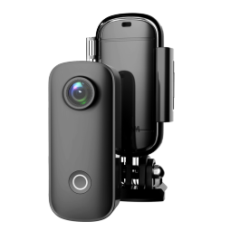 SJCAM速影 C100运动相机 拇指相机4k防抖360穿戴摩托车自行车头盔行车记录仪vlog头戴摄像头 C100 黑色无卡+防水壳