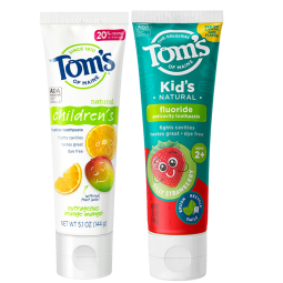 汤姆小屋Toms天然氟儿童宝宝牙膏套装 144g*2 草莓+芒橙 防蛀固齿（含氟）