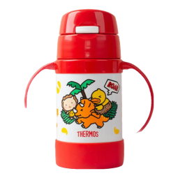 膳魔师（THERMOS）儿童水杯316l不锈钢保温杯宝宝水杯小学生吸管杯耐磨防摔可斜跨 黄恐龙（带恐龙蛋）