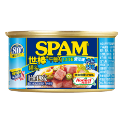 世棒（SPAM）午餐肉罐头清淡口味198g 减盐25% 开罐即食早餐火锅烧烤食材