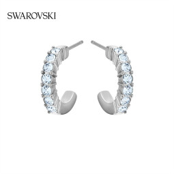 施华洛世奇（SWAROVSKI）【生日礼物】施华洛世奇 MINI HOOP 耳饰轻奢饰品 生日礼物 镀白金色  5073036