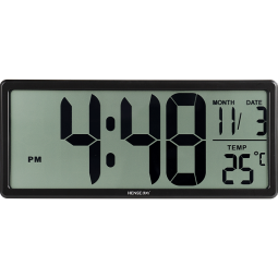 汉时（Hense）大屏电子时钟客厅桌面台钟座钟免打孔挂钟wifi自动对时钟表HA88 A款黑色（简洁款)