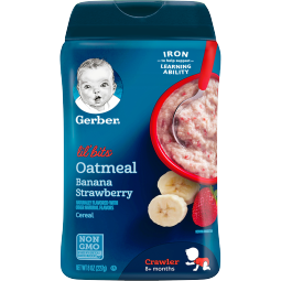 嘉宝（Gerber）婴幼儿辅食高铁香蕉草莓燕麦米粉 三段(8个月以上） 227g原装进口