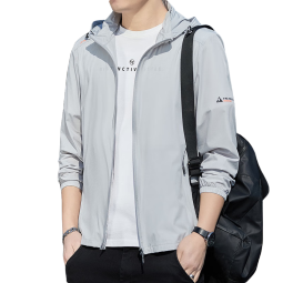 吉普(JEEP)防晒衣男透气连帽外套男士UPF40+防紫外线速干夹克 黑色 L