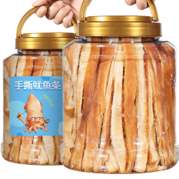 乐囧（LoJoin）手撕鱿鱼丝零食即食鱿鱼干片鱿鱼条碳烤海鲜海味小吃休闲食品干货 【香辣味】现烤鱿鱼条250g罐装(香辣爽口)