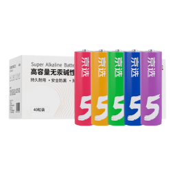 京选  京东自有品牌 5号彩虹碱性电池无汞环保制造40节装 玩具/黑悟空游戏手柄可用电池