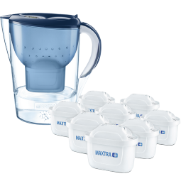 碧然德(BRITA) 滤水壶Marella蓝色3.5L 1壶9芯套装 海洋系列 家用过滤自来水净水器  净水壶配9只滤芯