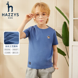 哈吉斯（HAZZYS）童装男女童T恤夏新品弹力舒适时尚短袖圆领衫 松叶绿 155