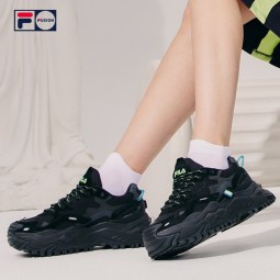 FILA FUSION【欧阳娜娜同款】斐乐女鞋潮牌经典硬糖鞋厚底运动休闲鞋 【黑色-BK】 欧阳娜娜同款 37.5