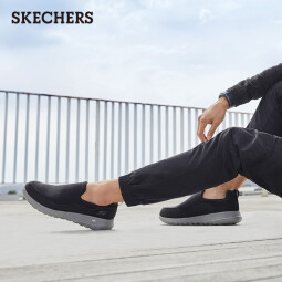 斯凯奇（Skechers）男鞋健步鞋低帮一脚套懒人休闲运动鞋54626 黑色/BLK 39.5