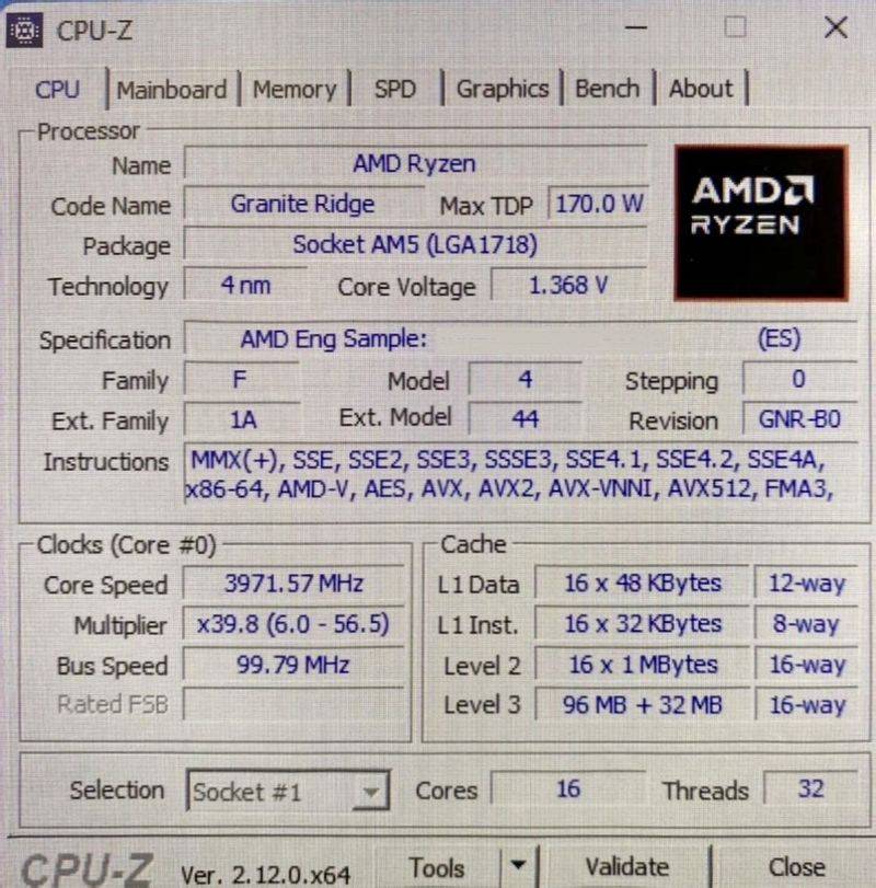 AMD锐龙9 9950X3D处理器曝光 基于Zen5架构拥有16核心